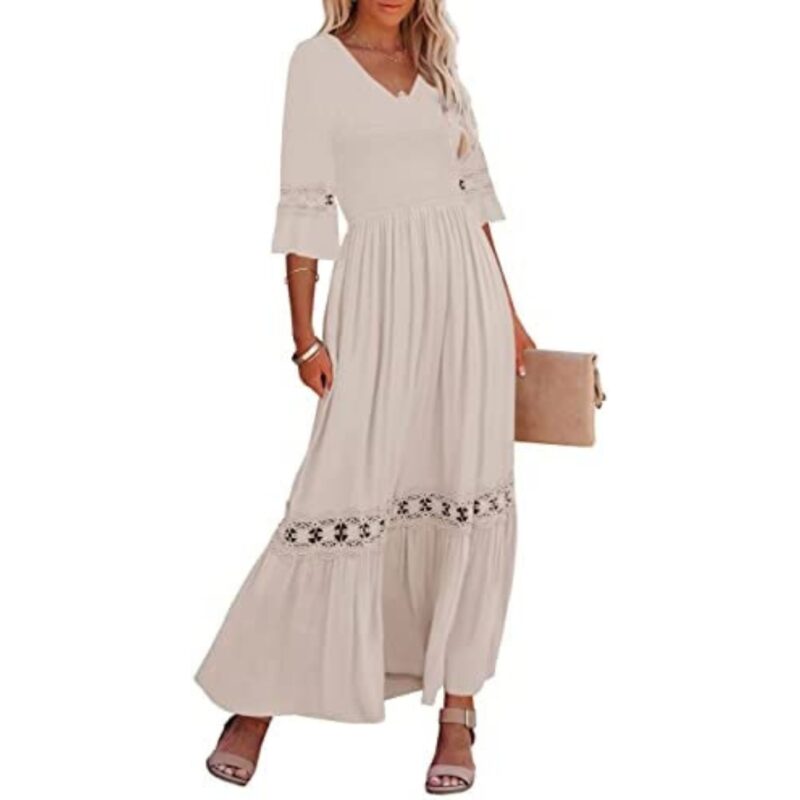 V Neck Ruffle Sleeve Dress